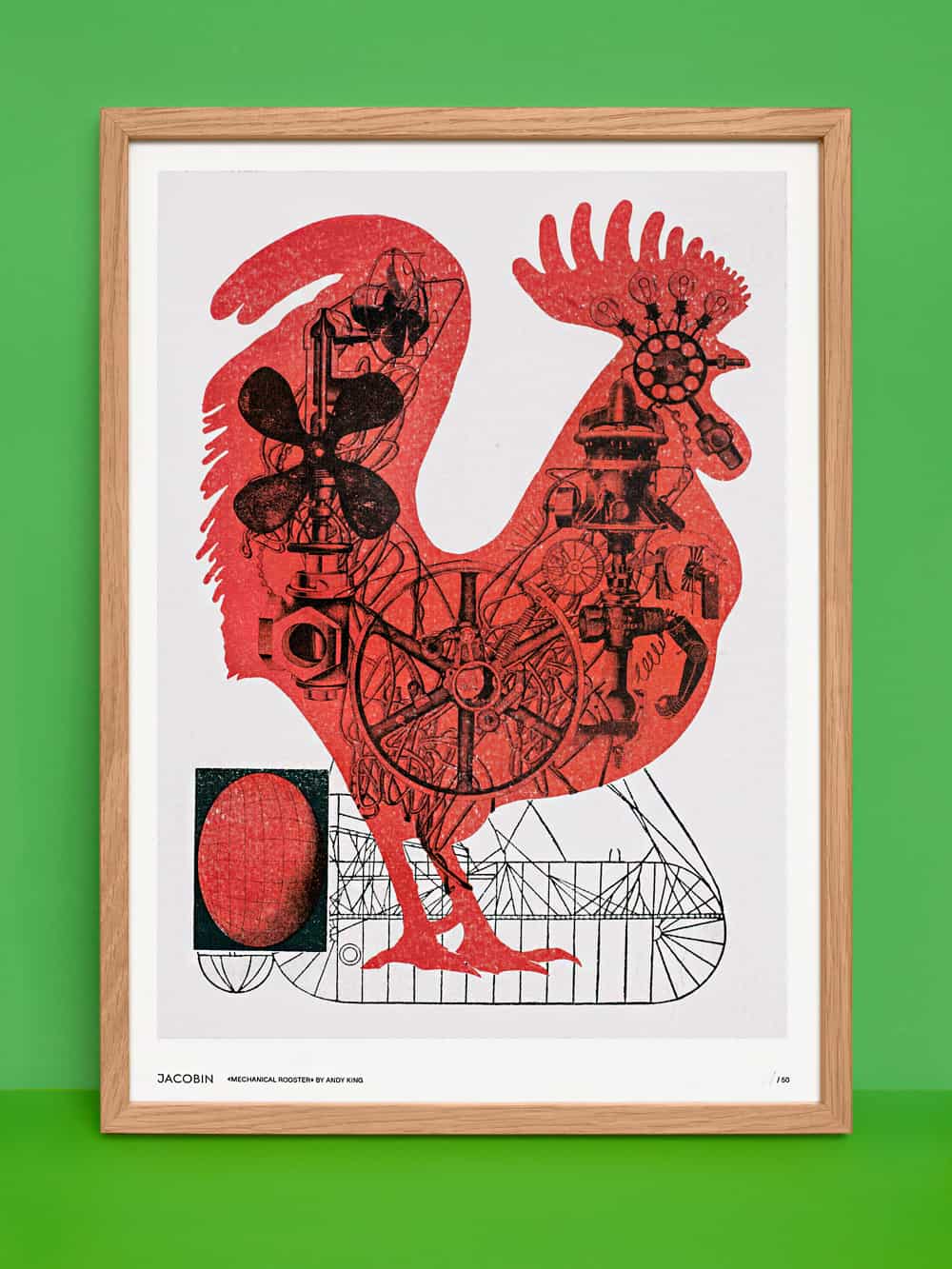 Riso-Druck: Mechanical Rooster